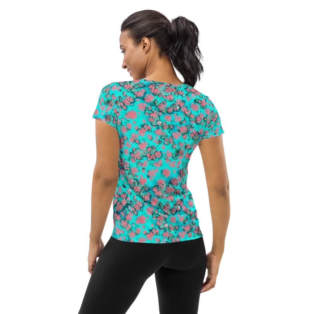 Coral Mirage on Women's Athletic T-Shirt — Back