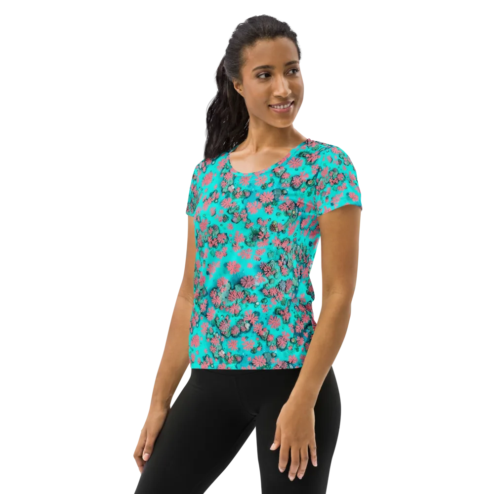 Coral Mirage on Women's Athletic T-Shirt — Left