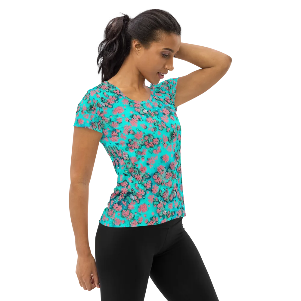 Coral Mirage on Women's Athletic T-Shirt — Right
