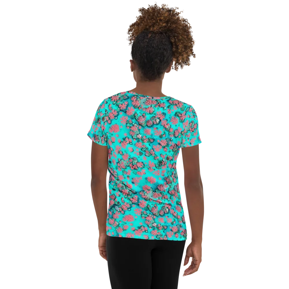 Coral Mirage on Women's Athletic T-Shirt — Back