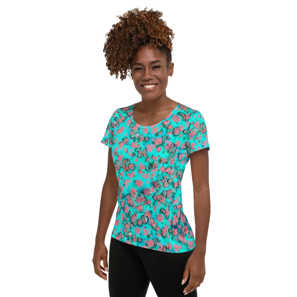 Coral Mirage on Women's Athletic T-Shirt — Left