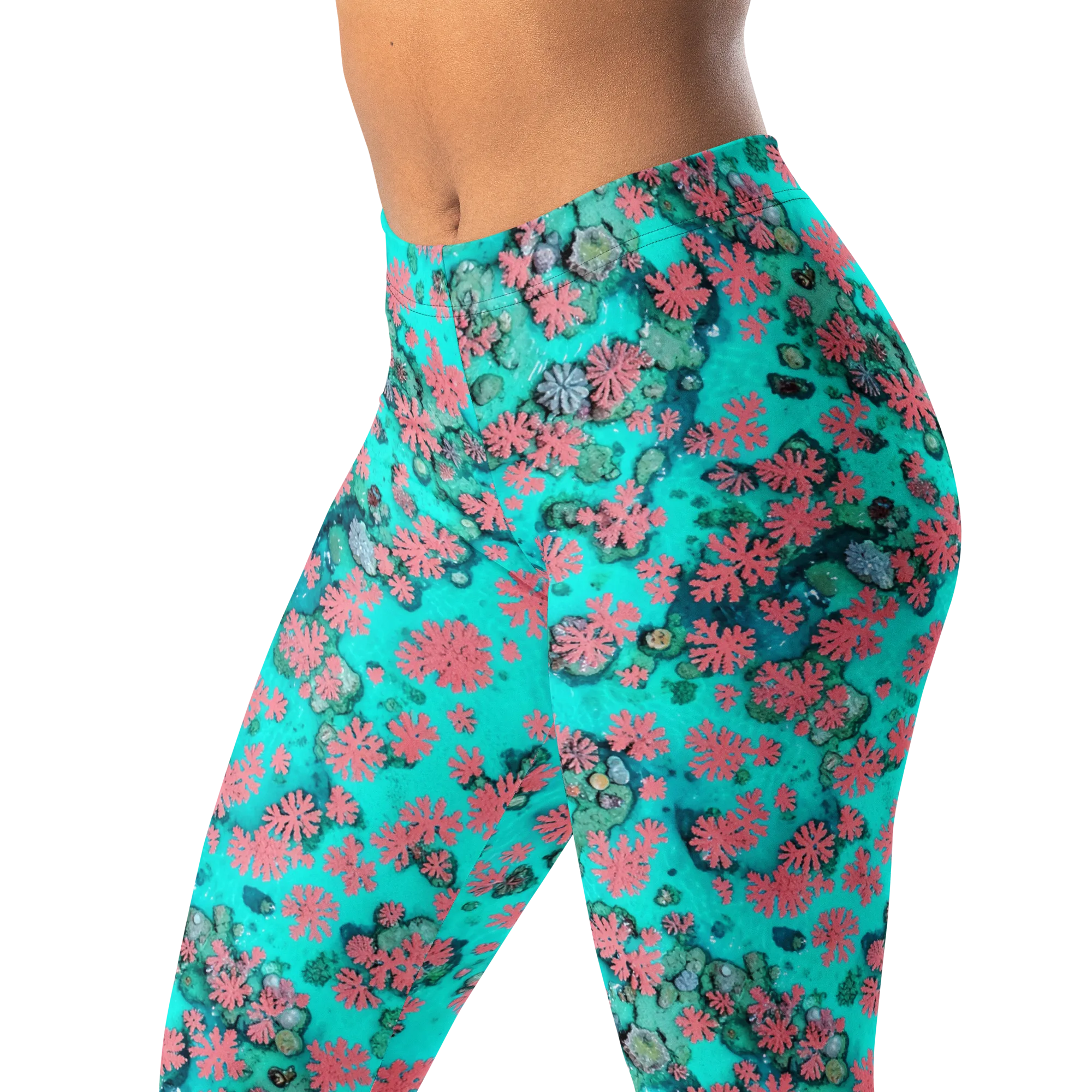 Coral Mirage on Leggings — Left Front