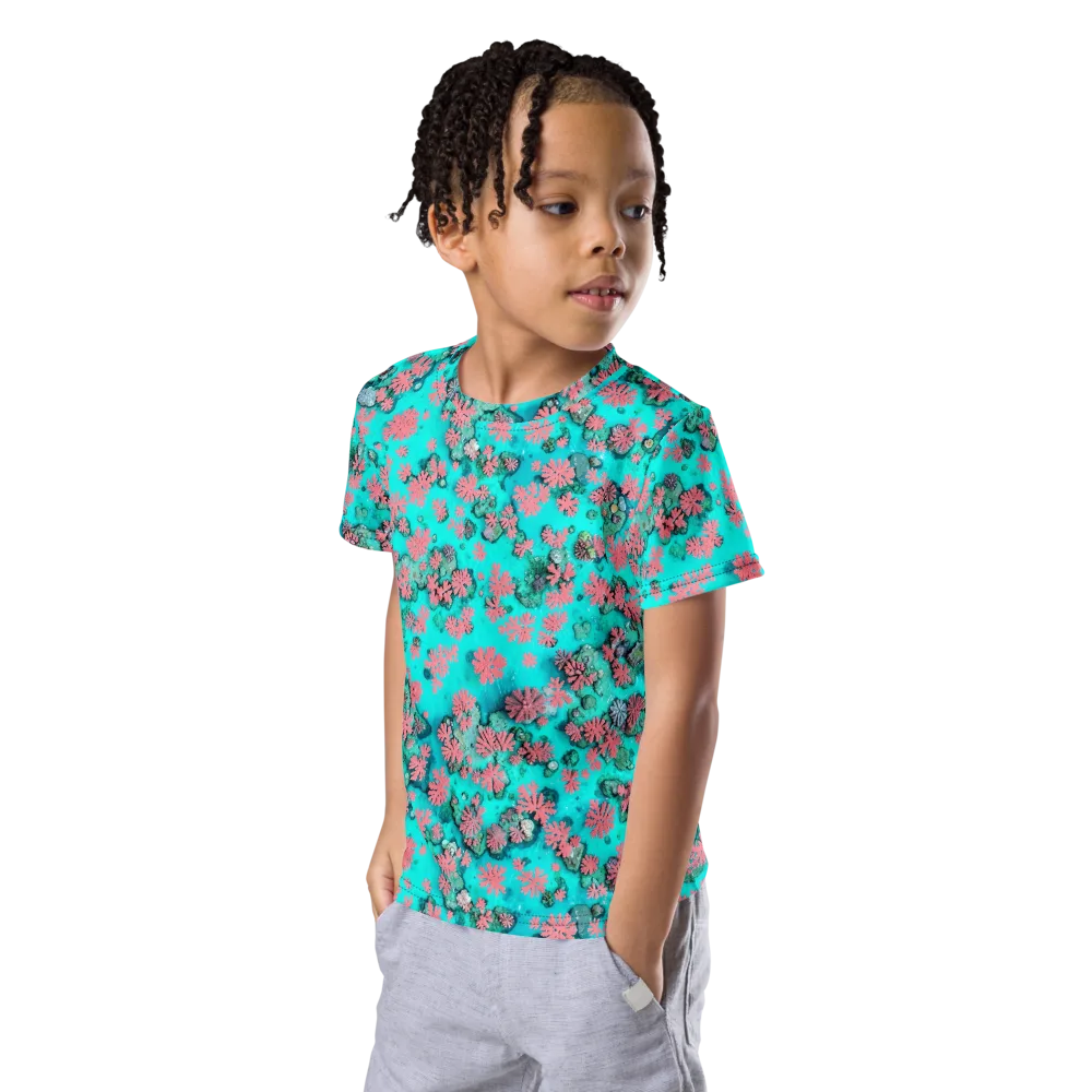 Coral Mirage on Kids Crew Neck T-Shirt — Left Front