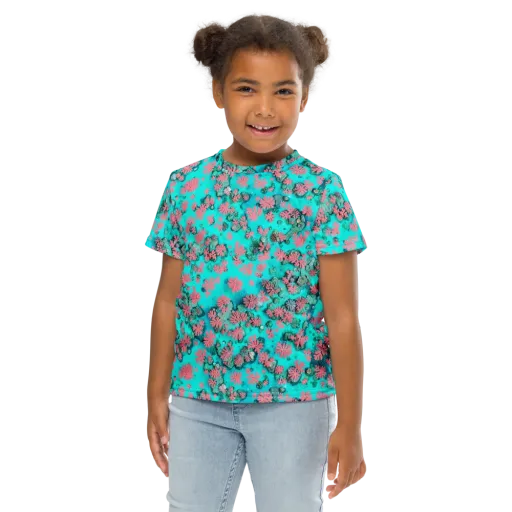 Coral Mirage on a Kids Crew Neck T-Shirt