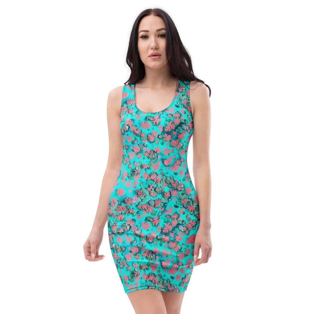 Coral Mirage on Bodycon Dress — Front