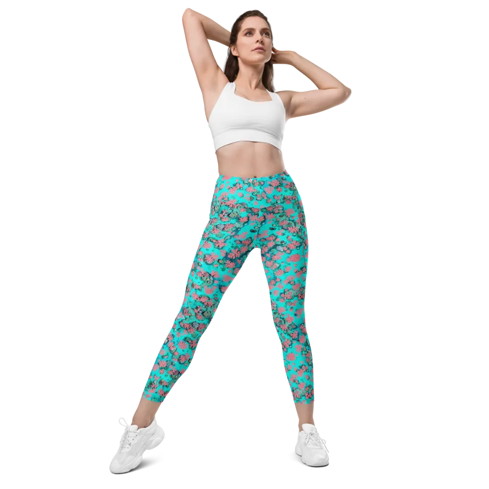 Coral Mirage on Leggings with Pockets — Front