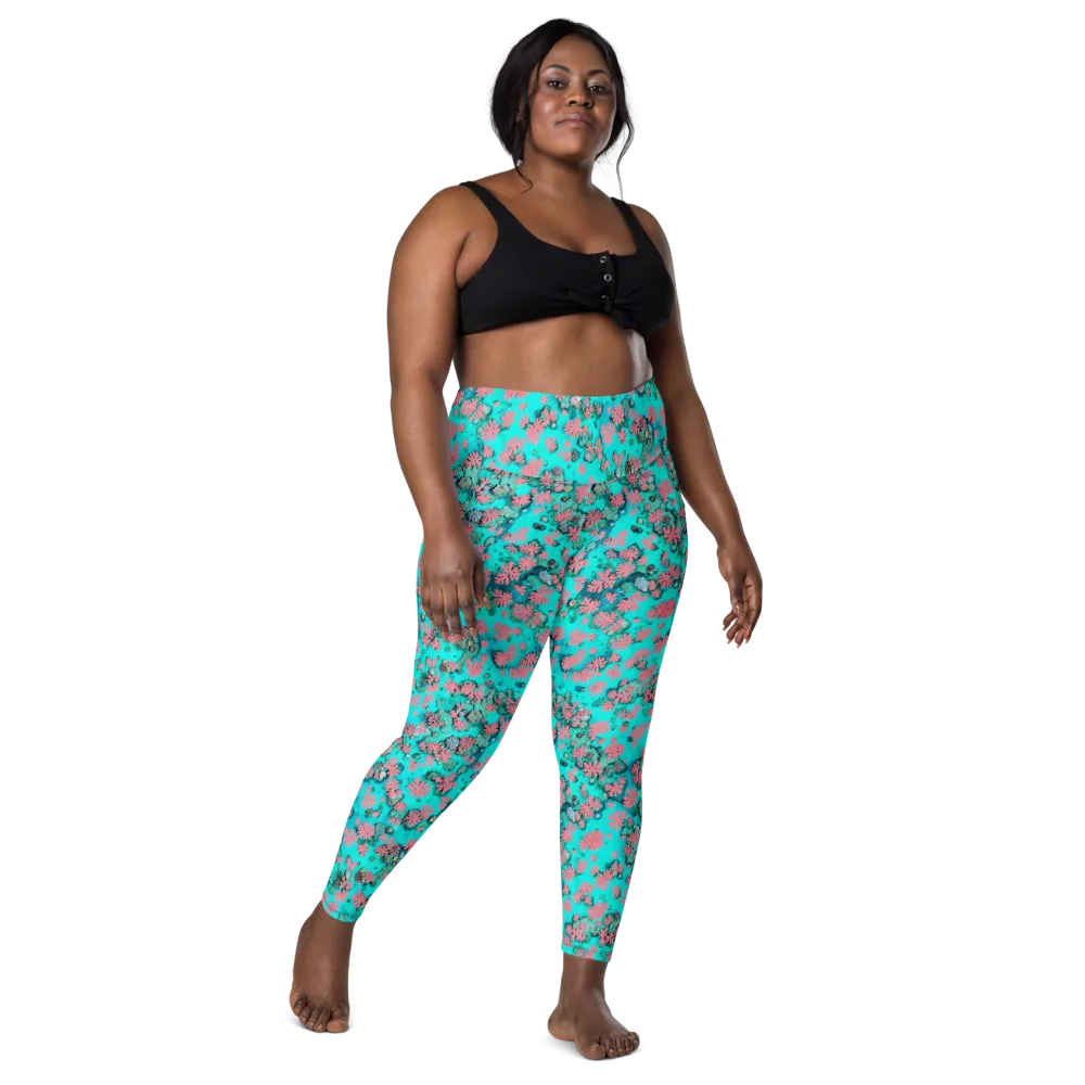Coral Mirage on Leggings with Pockets — Front