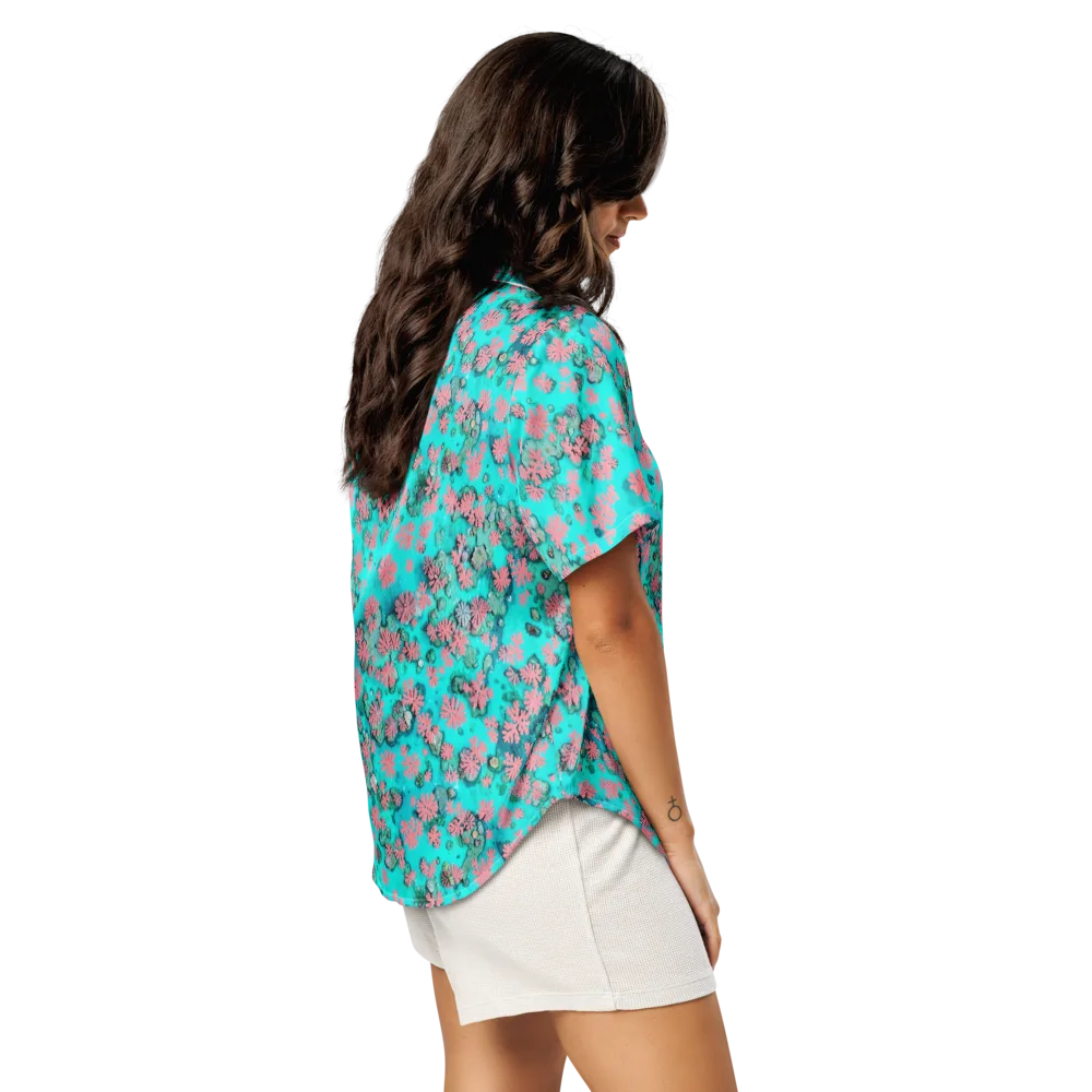Coral Mirage on Women's Short Sleeve Pajama Top — Right Back