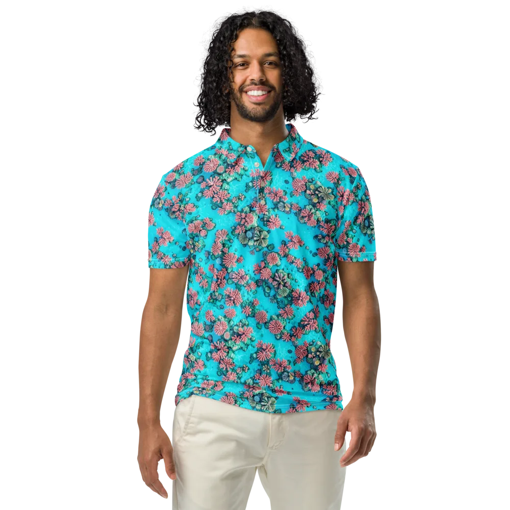 Coral Lagoon on Men's Slim Fit Polo Shirt — Front