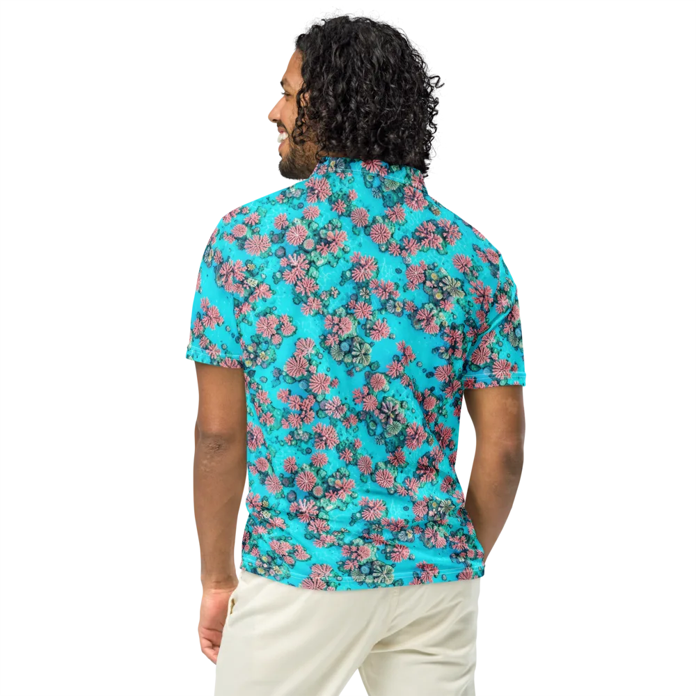 Coral Lagoon on Men's Slim Fit Polo Shirt — Back