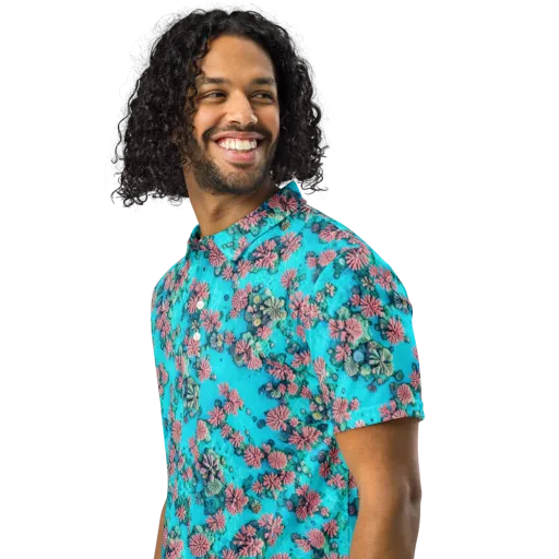 Coral Lagoon on a Men's Slim Fit Polo Shirt
