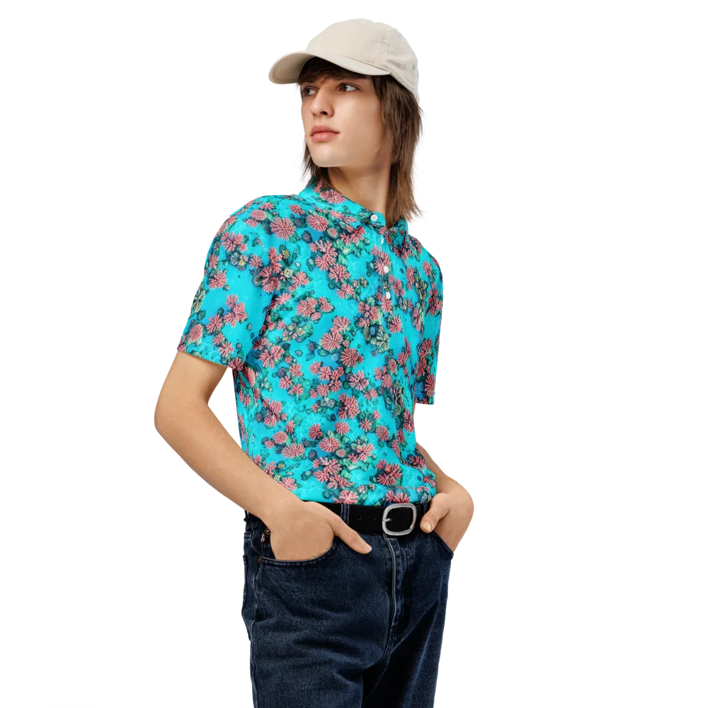 Coral Lagoon on Men's Slim Fit Polo Shirt — Right Front