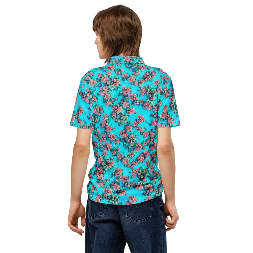 Coral Lagoon on Men's Slim Fit Polo Shirt — Back
