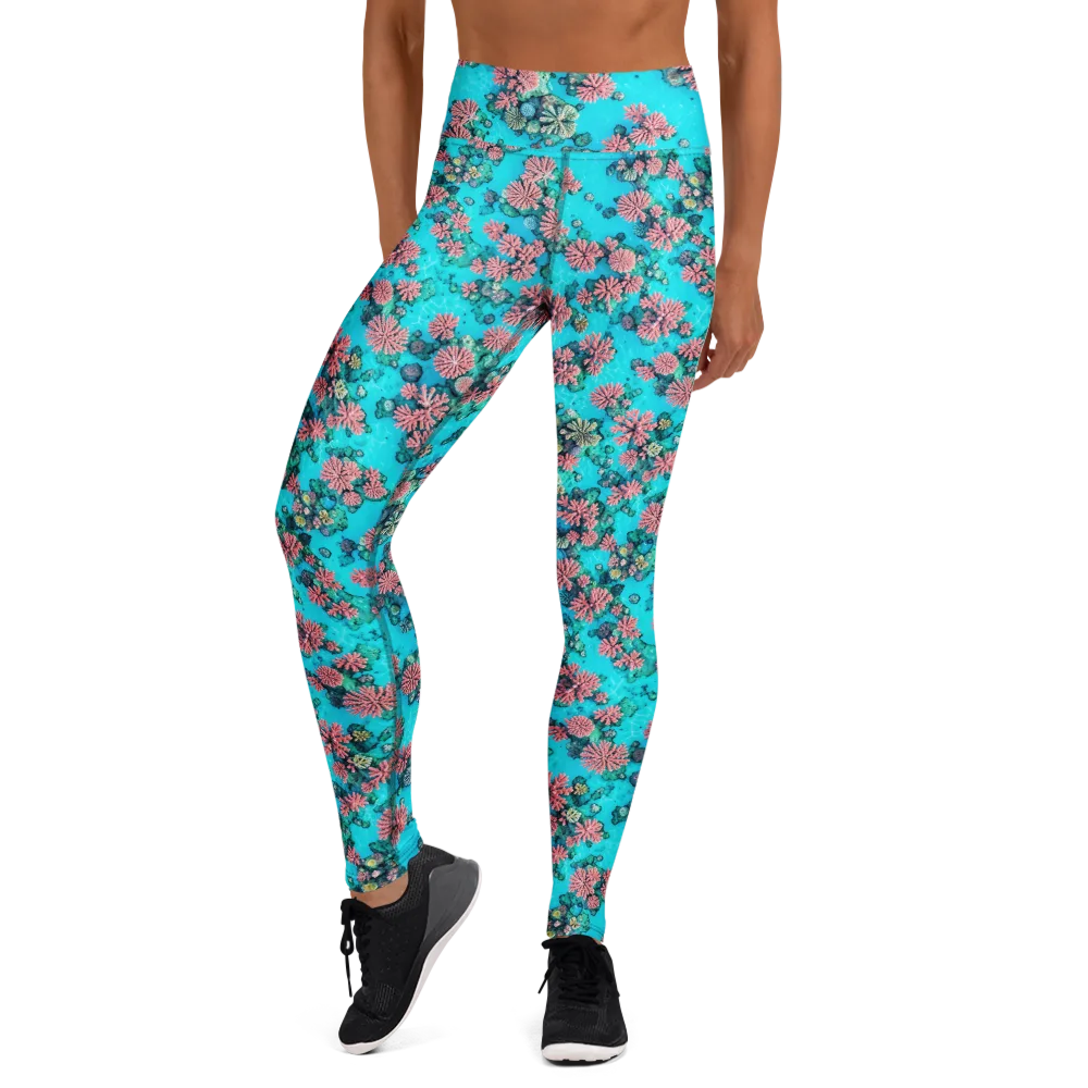 Coral Lagoon on Yoga Leggings — Front