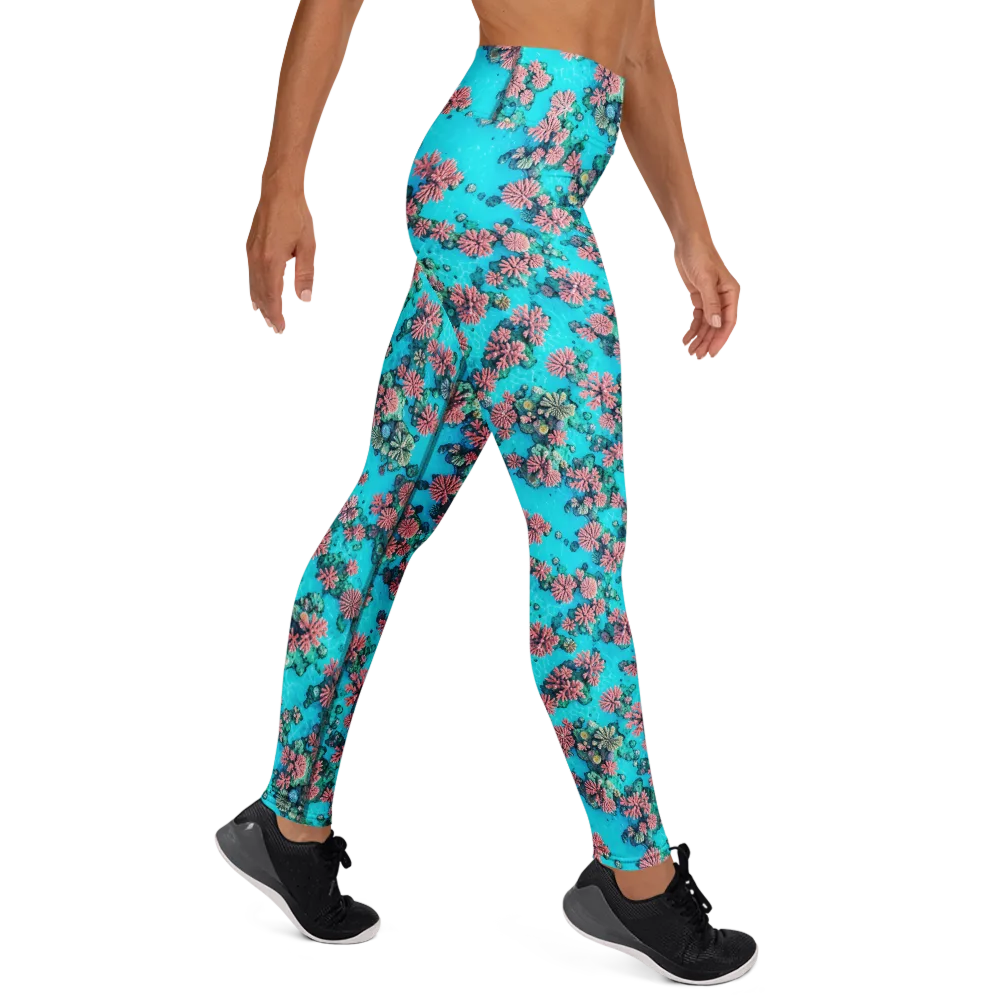 Coral Lagoon on Yoga Leggings — Right