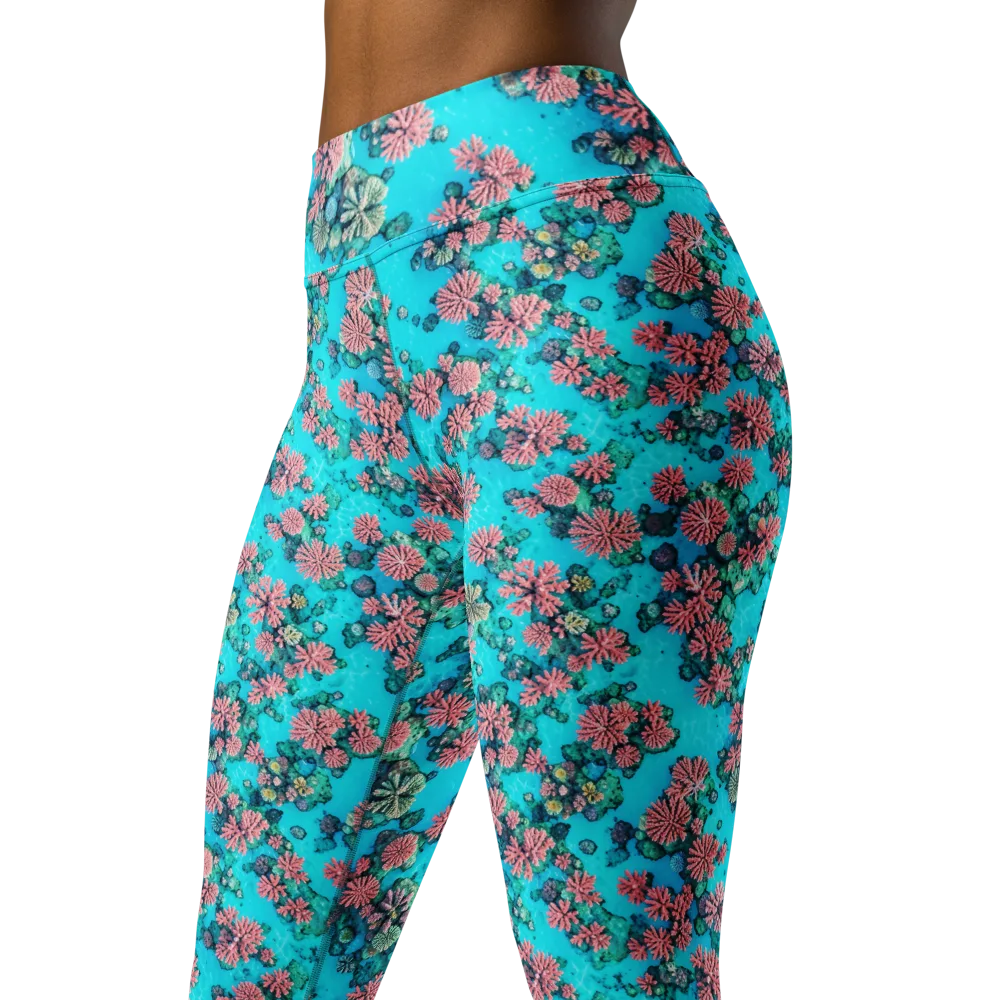 Coral Lagoon on Yoga Leggings — Left Front