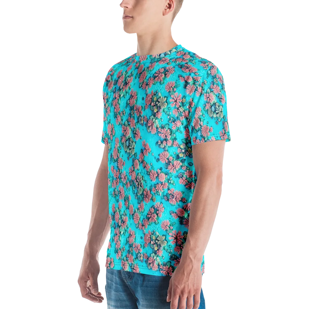 Coral Lagoon on Men's Crew Neck T-Shirt — Left