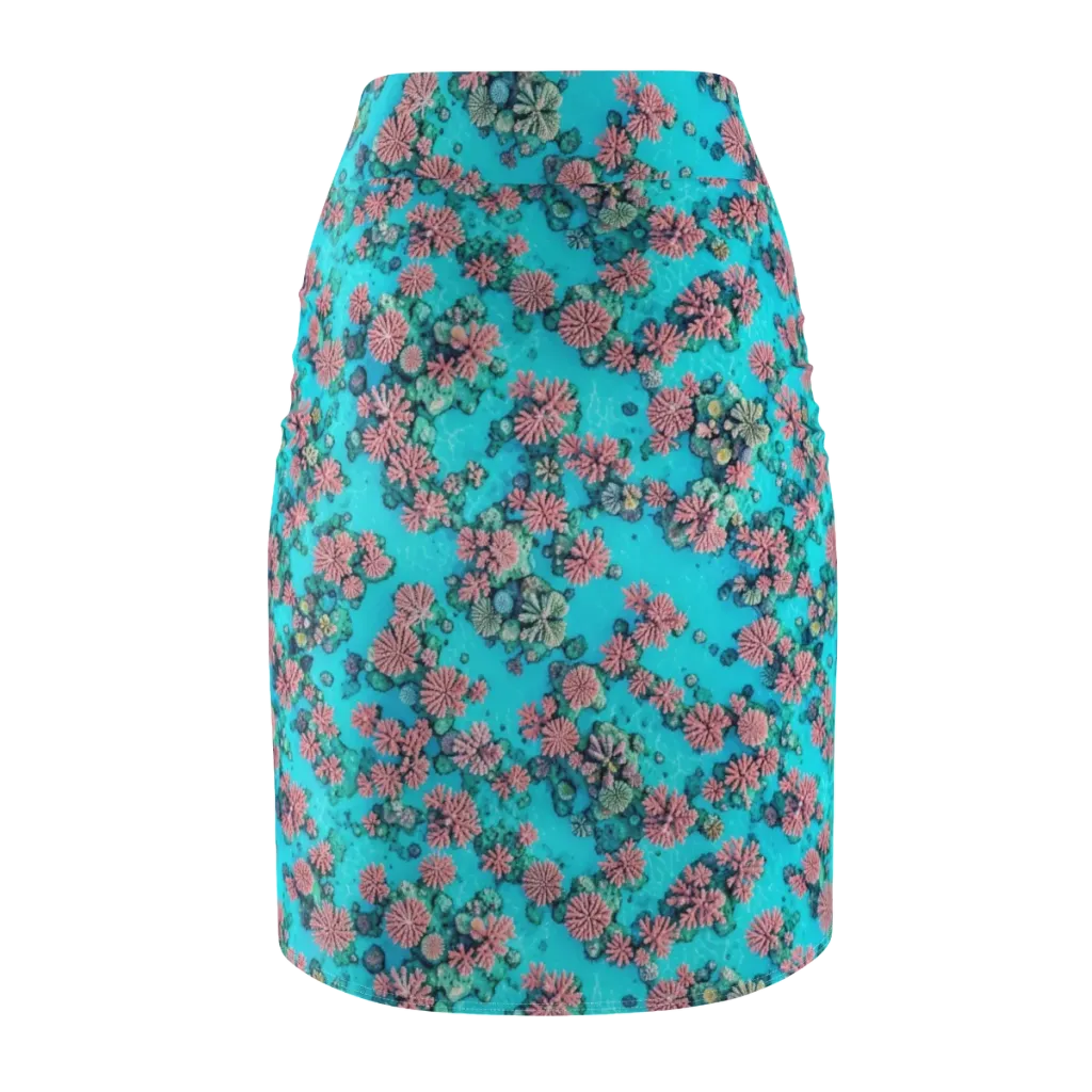 Coral Lagoon on Pencil Skirt — Back