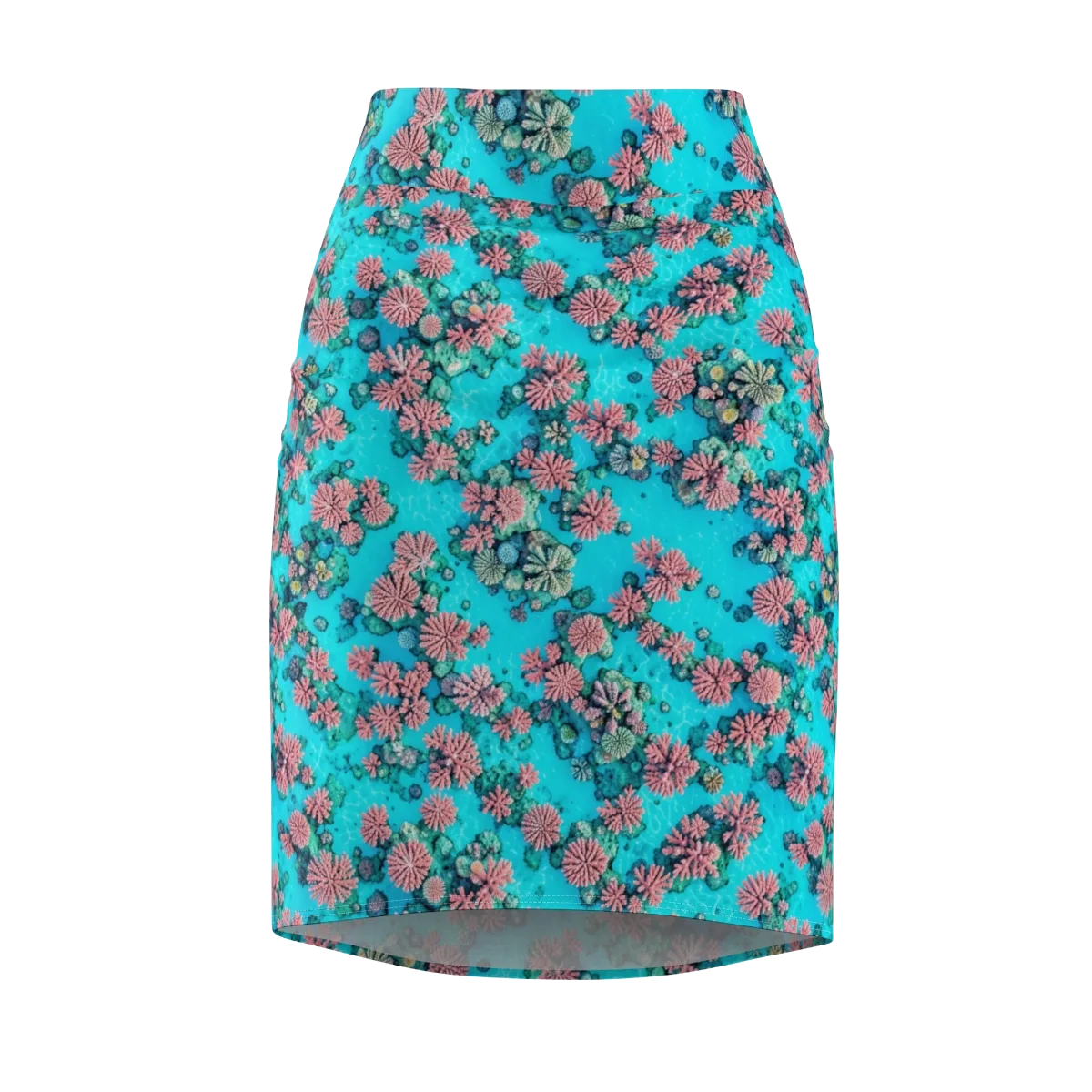 Coral Lagoon on Pencil Skirt — Front