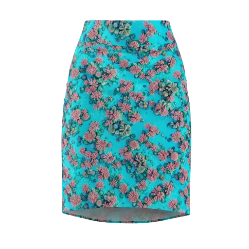 Coral Lagoon on a Pencil Skirt