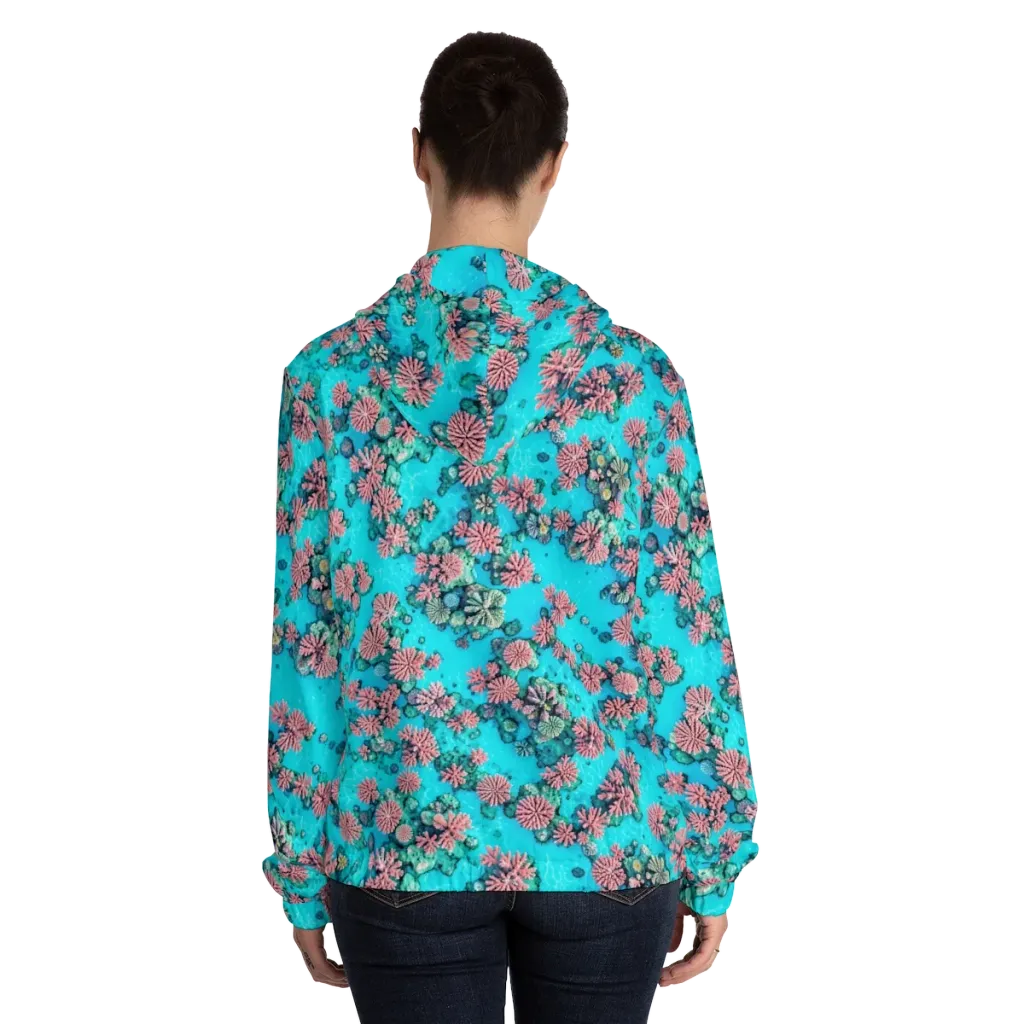 Coral Lagoon on Women's Full-Zip Hoodie — Back On Person