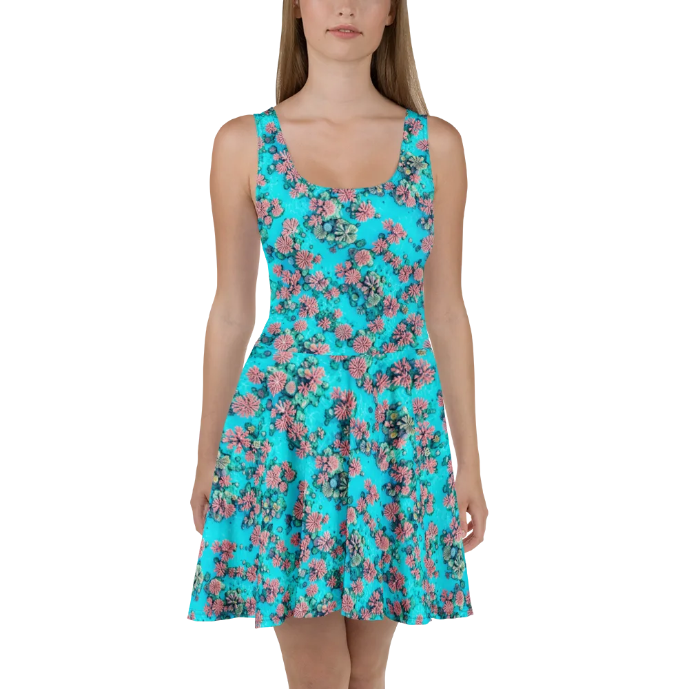 Coral Lagoon on Skater Dress — Front