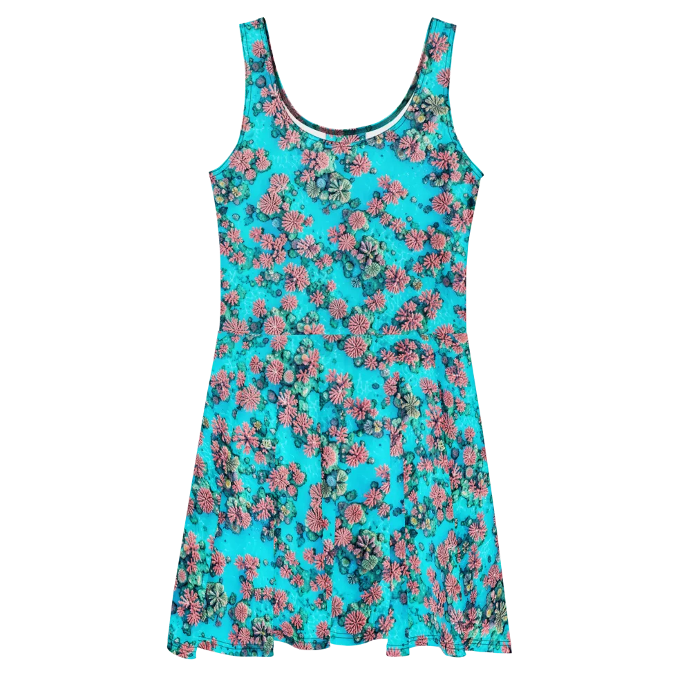Coral Lagoon on Skater Dress — Front