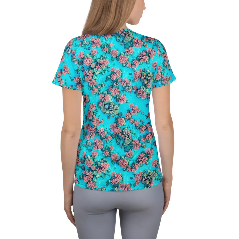 Coral Lagoon on Women's Athletic T-Shirt — Back