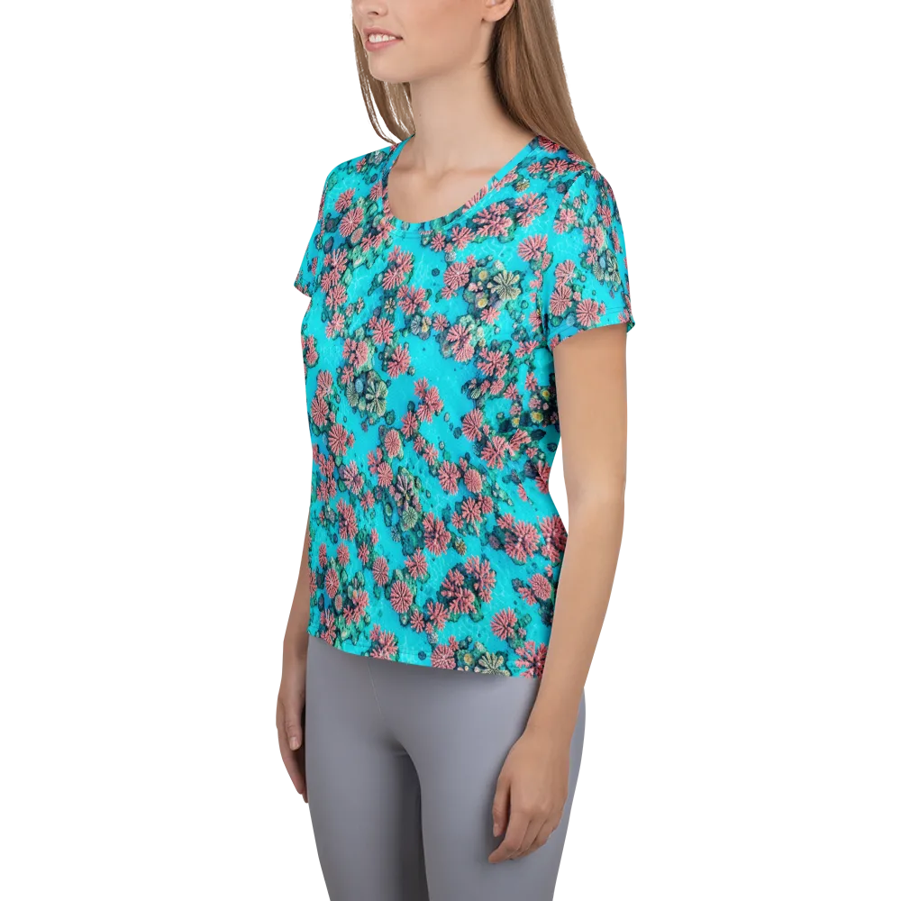 Coral Lagoon on Women's Athletic T-Shirt — Left