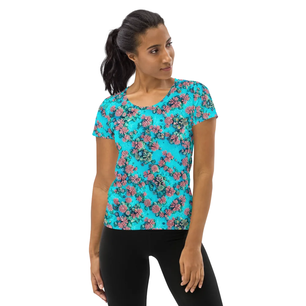 Coral Lagoon on Women's Athletic T-Shirt — Front