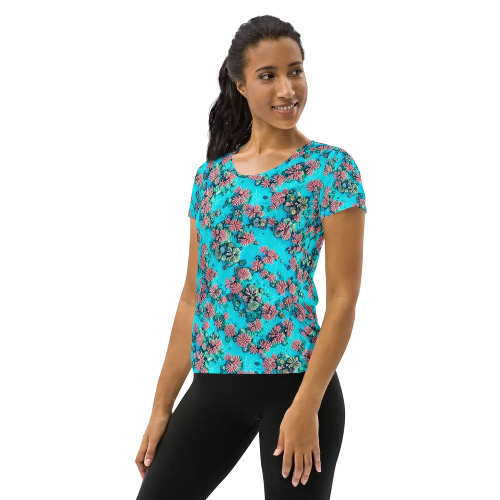 Coral Lagoon on Women's Athletic T-Shirt — Left