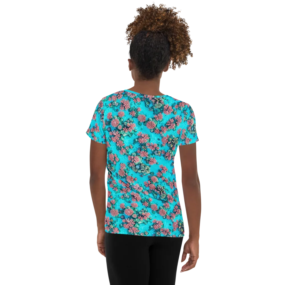 Coral Lagoon on Women's Athletic T-Shirt — Back