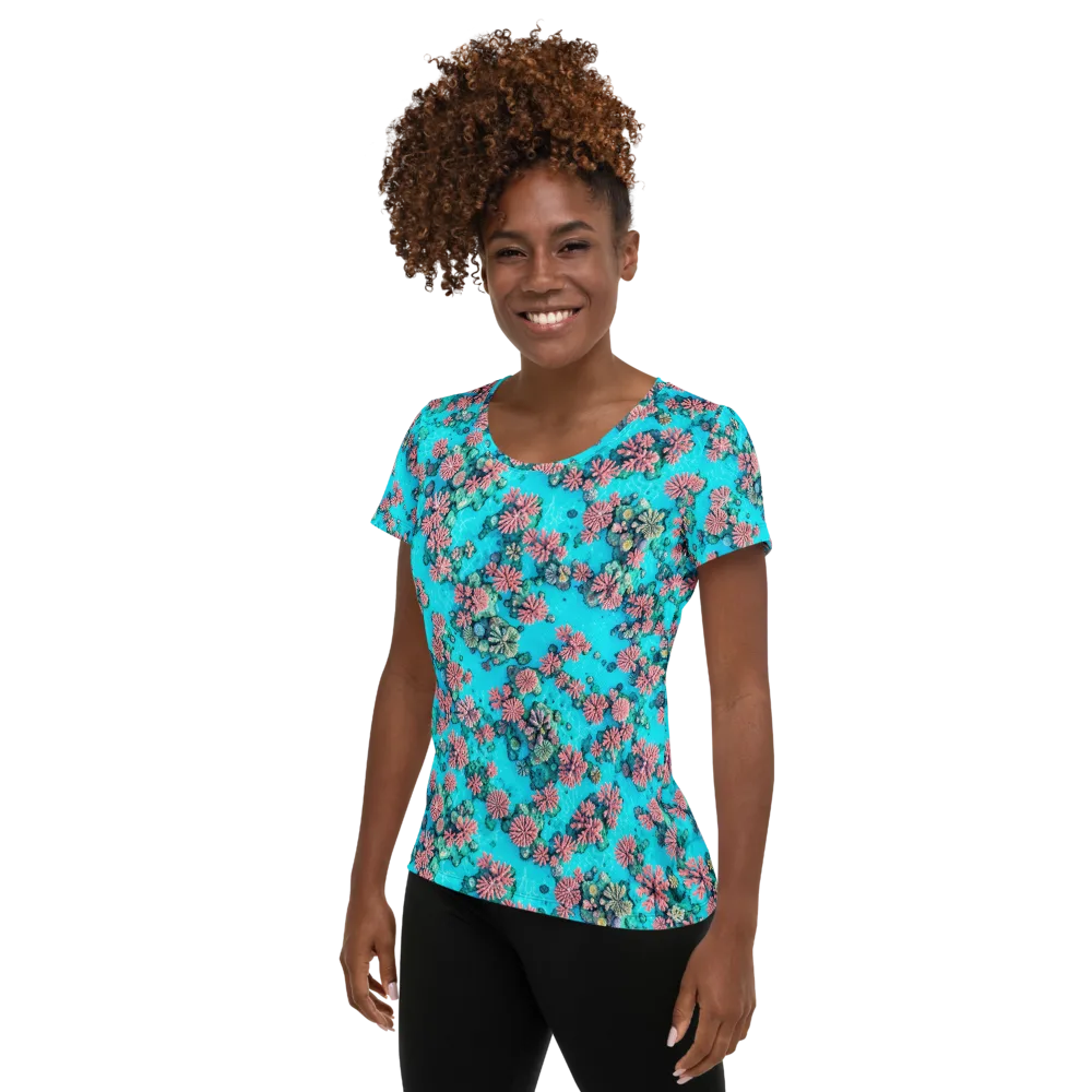 Coral Lagoon on Women's Athletic T-Shirt — Left