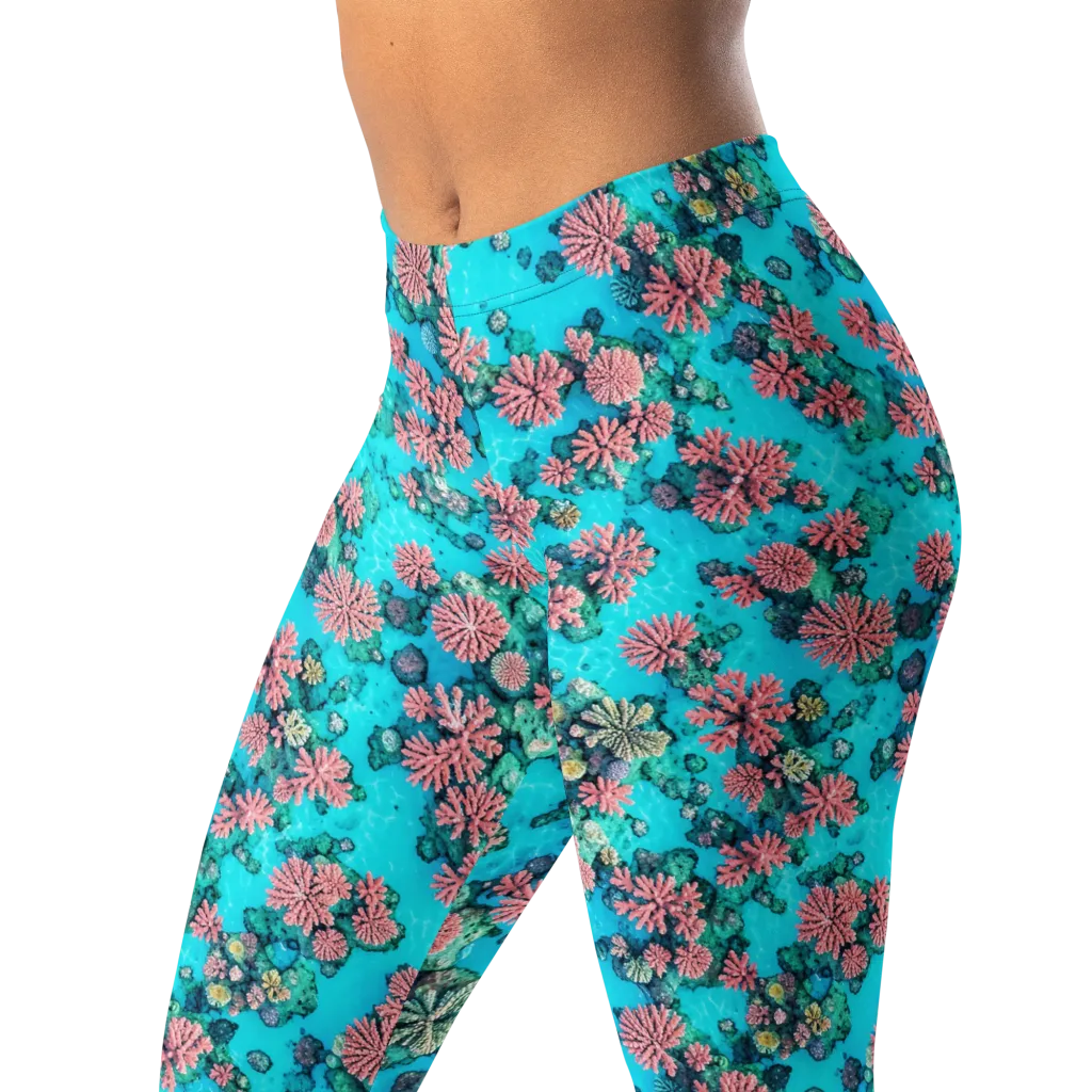 Coral Lagoon on Leggings — Left Front