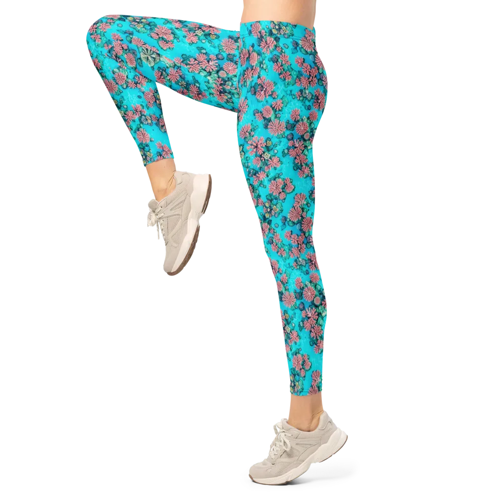 Coral Lagoon on Leggings — Left