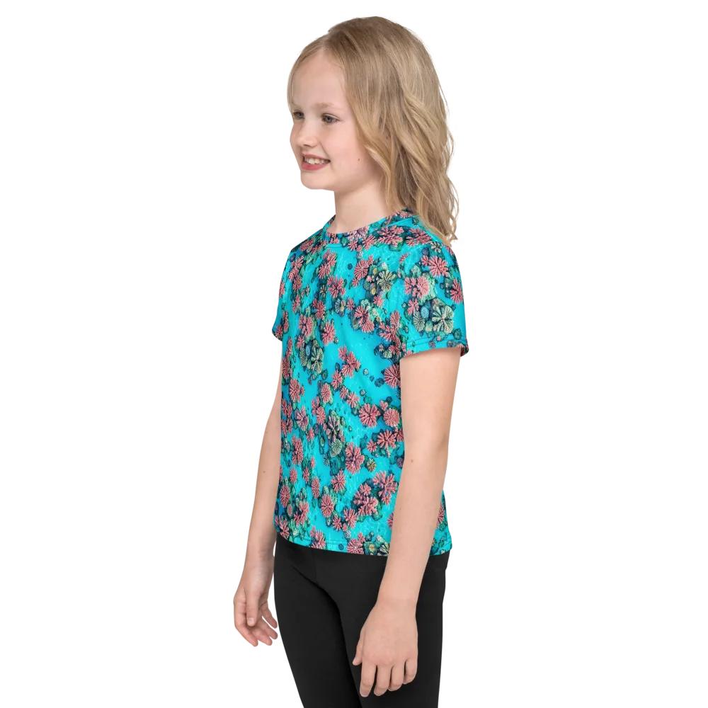 Coral Lagoon on Kids Crew Neck T-Shirt — Left