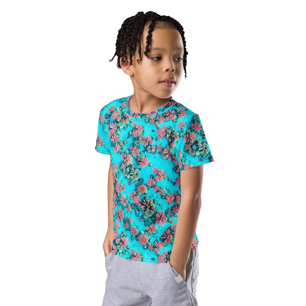 Coral Lagoon on Kids Crew Neck T-Shirt — Left Front