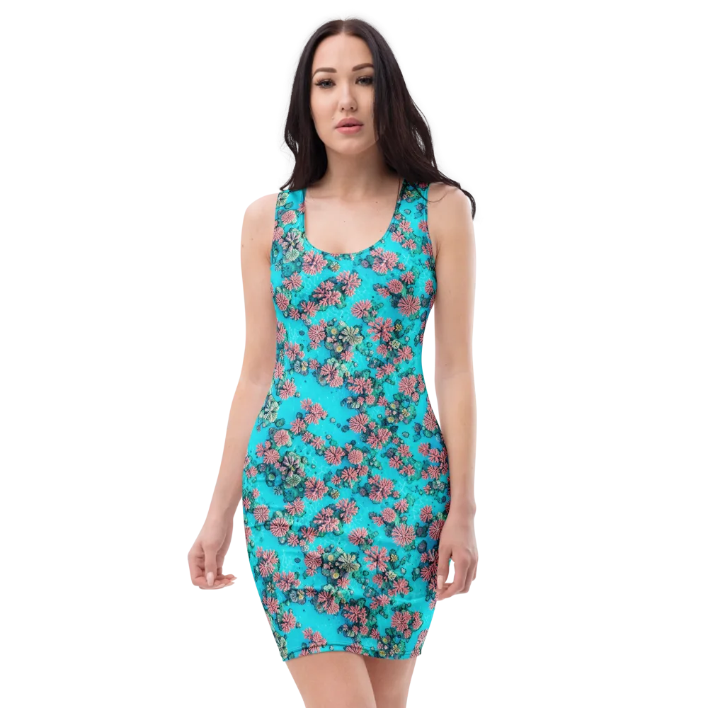 Coral Lagoon on Bodycon Dress — Front