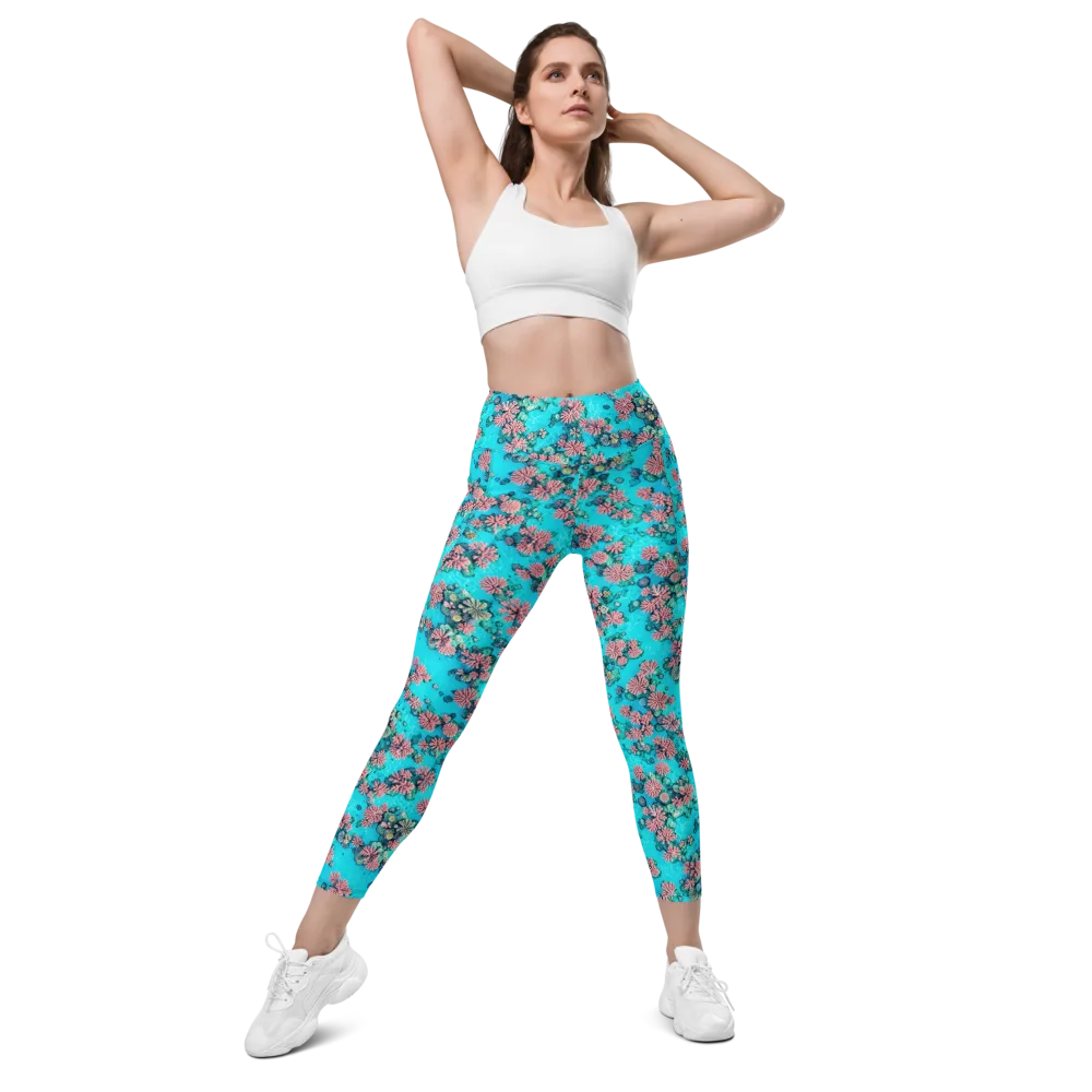 Coral Lagoon on Leggings with Pockets — Front