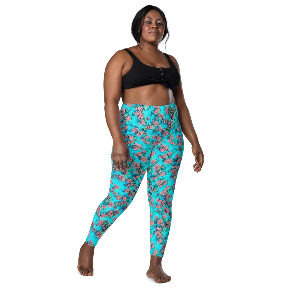 Coral Lagoon on Leggings with Pockets — Front