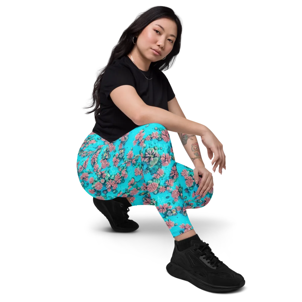 Coral Lagoon on Leggings with Pockets — Right Front