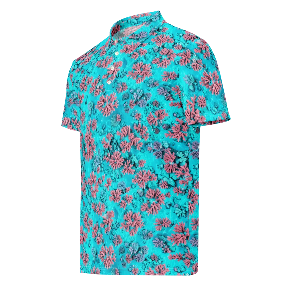 Aqua Bloom on Men's Slim Fit Polo Shirt — Left Front