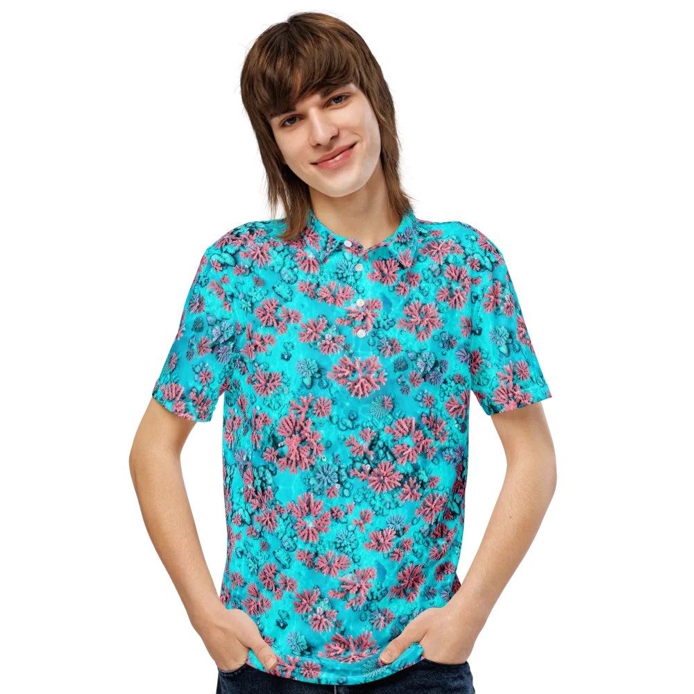 Aqua Bloom on Men's Slim Fit Polo Shirt — Front
