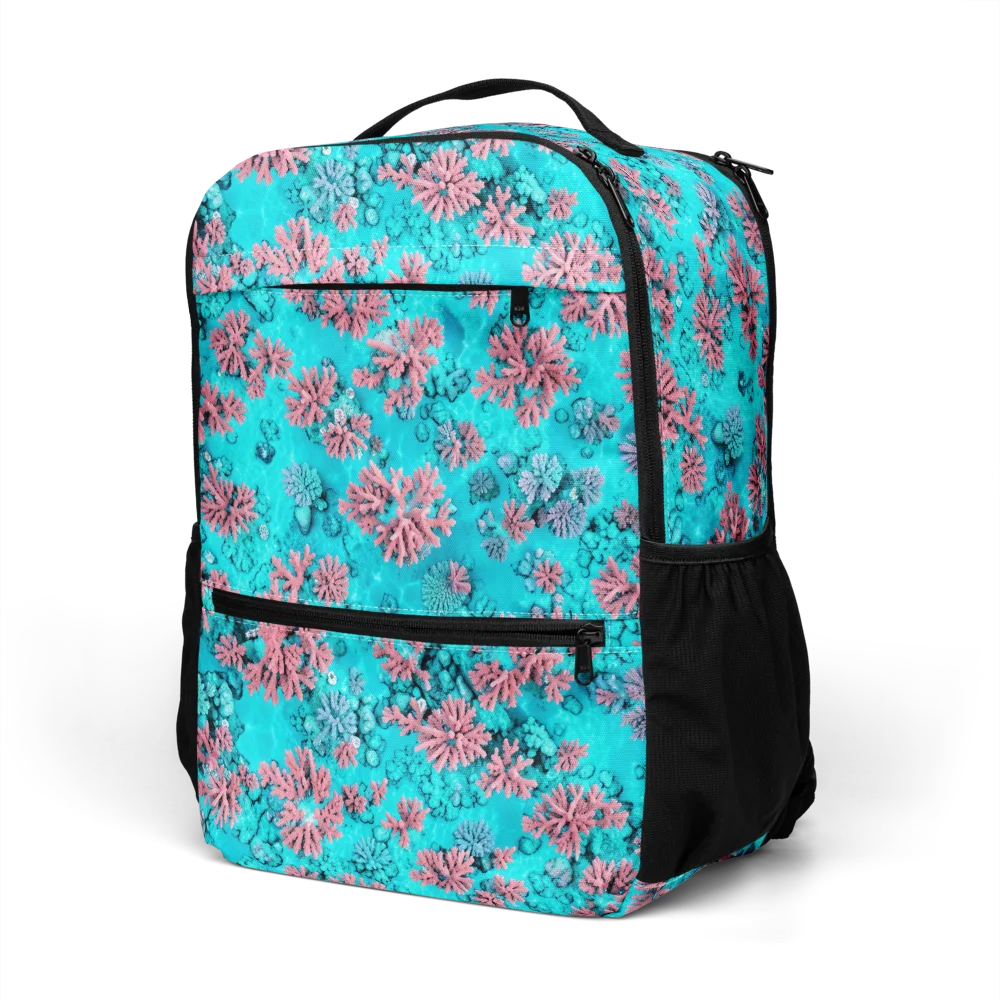 Aqua Bloom on Utility Backpack — Left Front