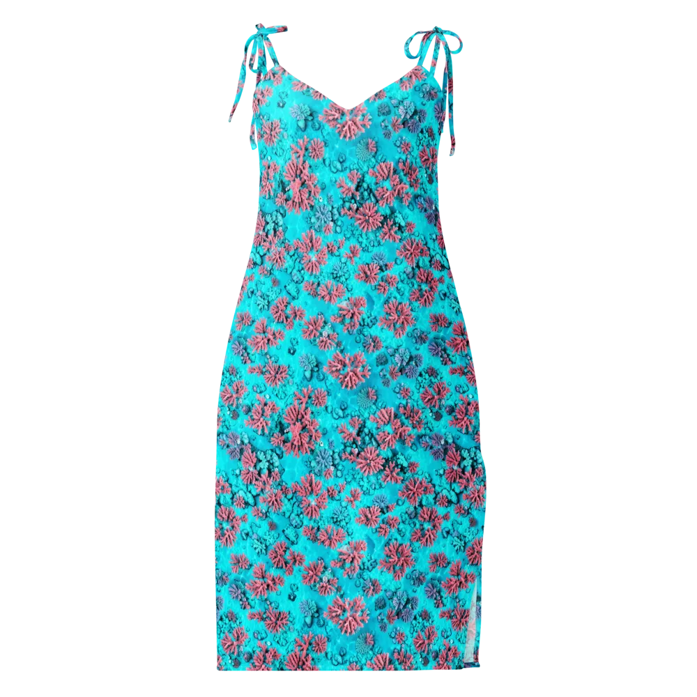 Aqua Bloom on Slip Dress — Front