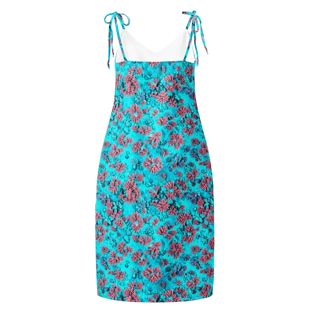 Aqua Bloom on Slip Dress — Back