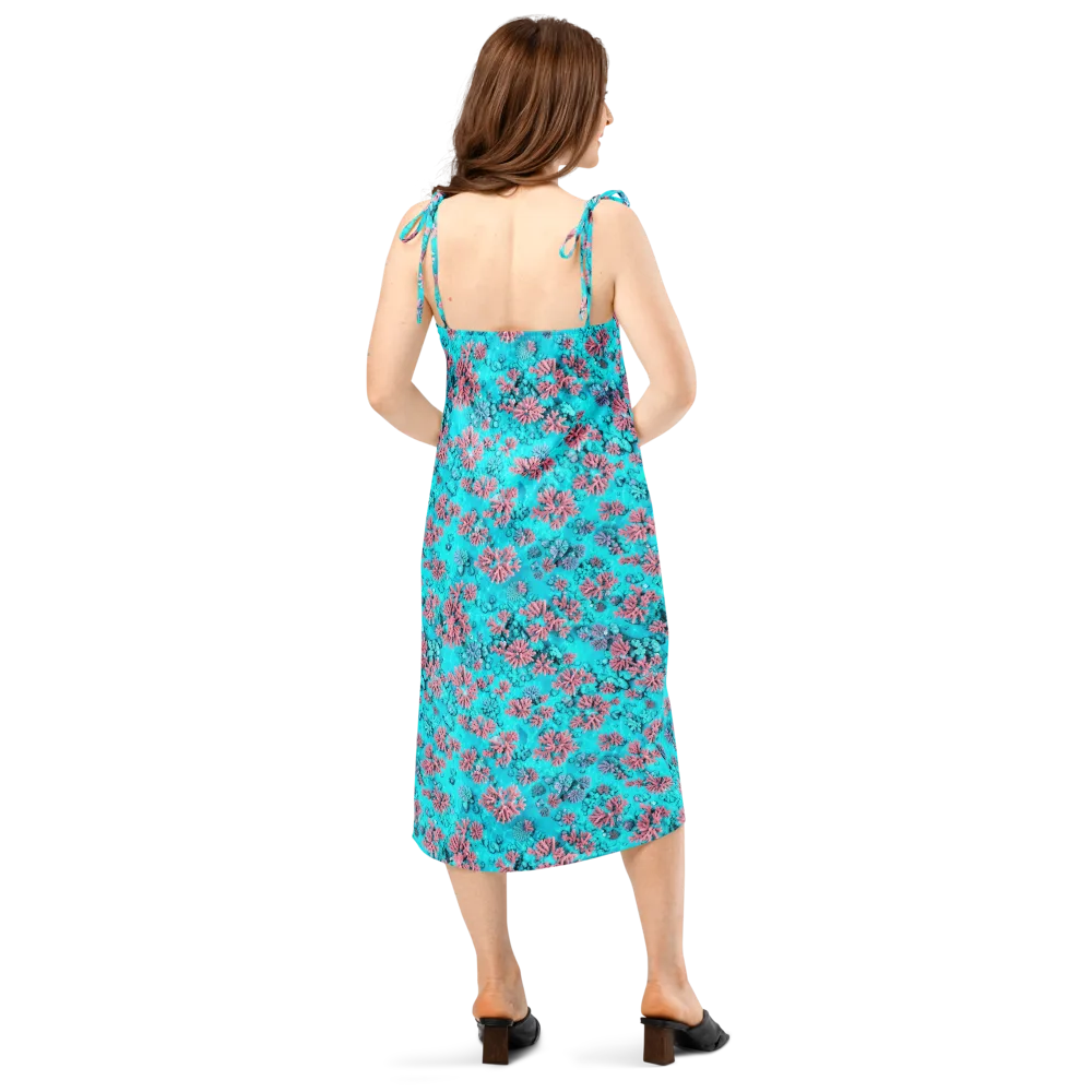 Aqua Bloom on Slip Dress — Back