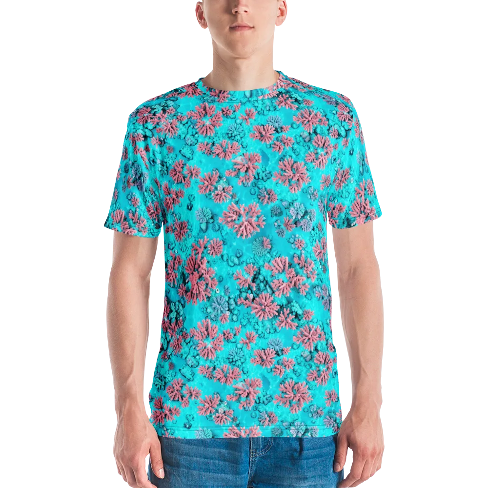 Aqua Bloom on Men's Crew Neck T-Shirt — Front