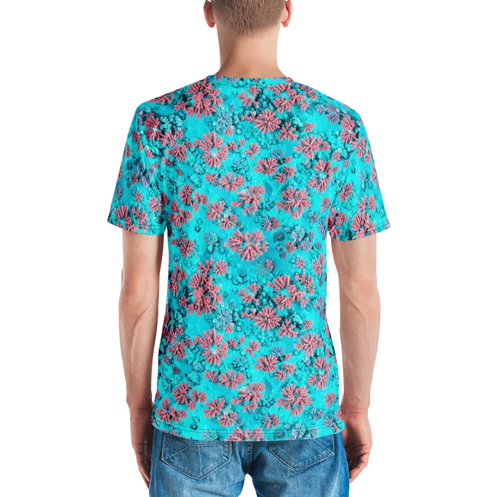 Aqua Bloom on Men's Crew Neck T-Shirt — Back