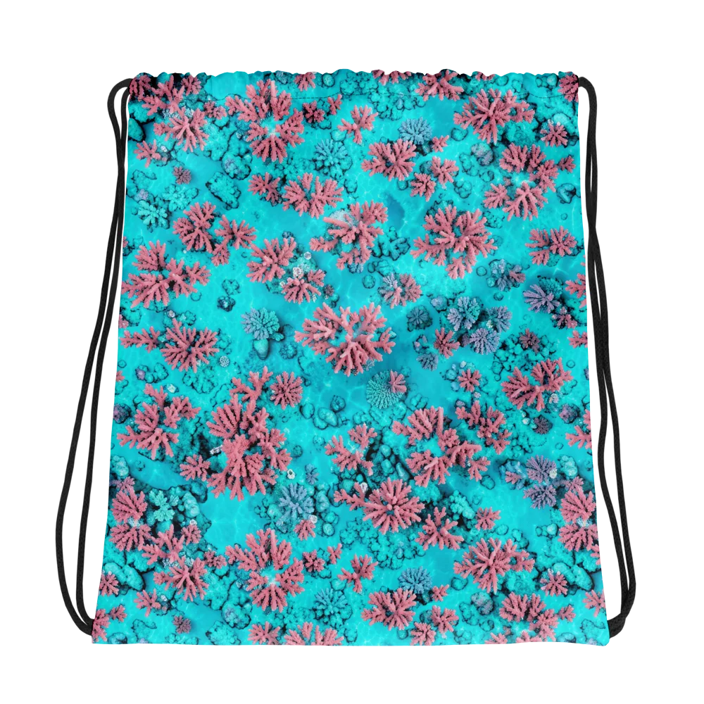 Aqua Bloom on Drawstring Bag — Photo